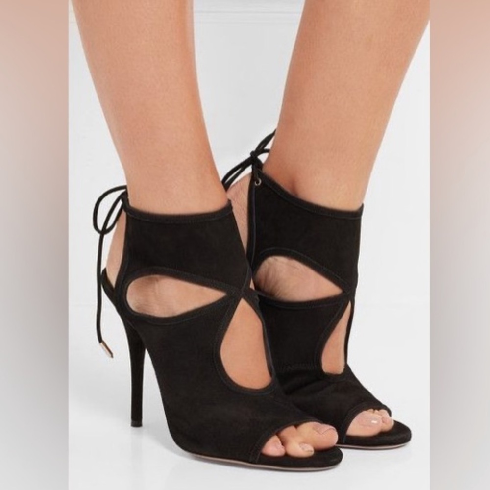 Aquazzura Black Suede Sexy Thing Heels Size 7 (37)